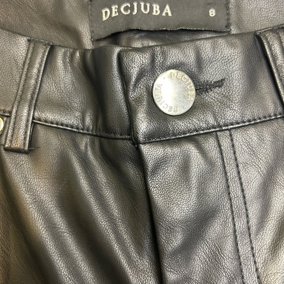 🖤”Decjuba” Women's Black Flat Front Faux Leather Pants w/ Zipper & Pockets Sz 8🖤 - Picture 5 of 12